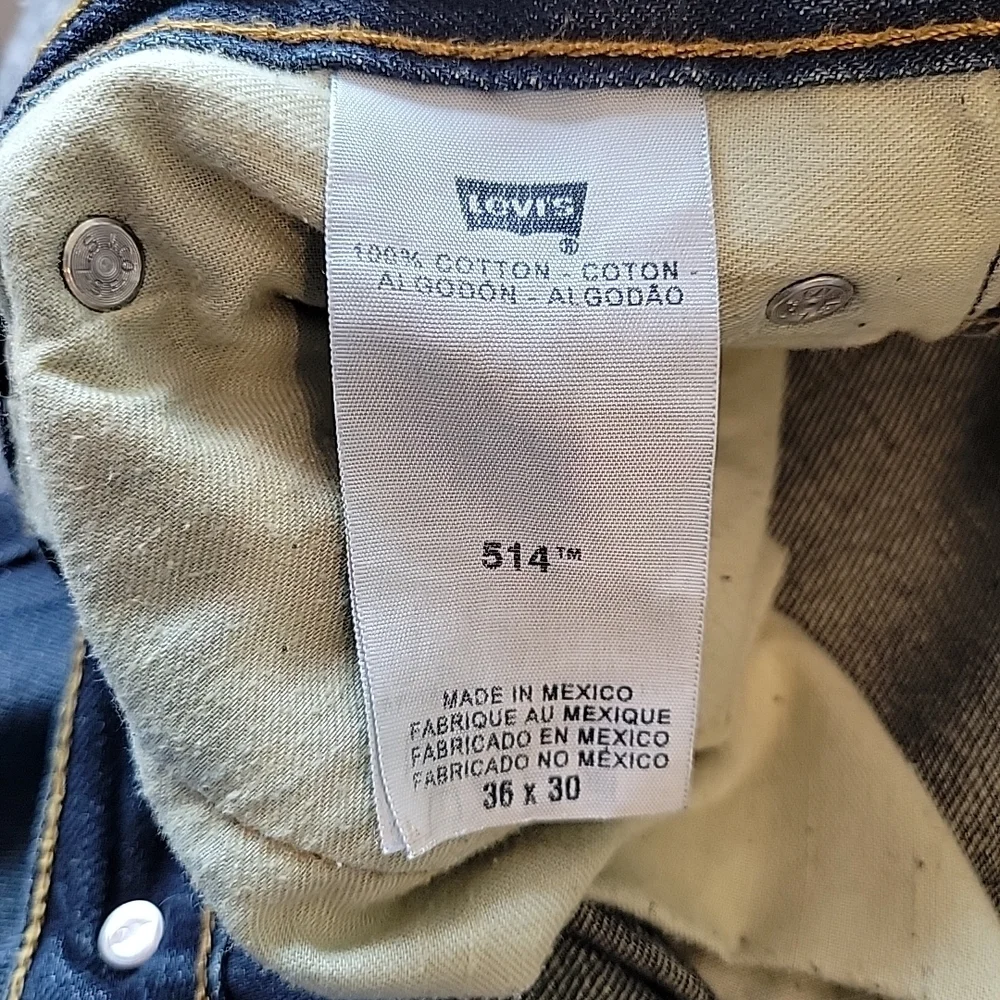 Levis 514 Jeans Men's 36x30 Blue Dark Wash Denim Mid Rise Straight Fit Pants‎